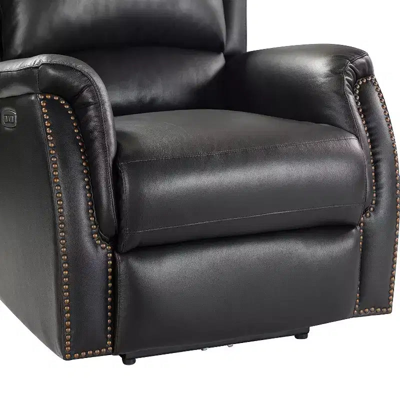 Paulina Sillón reclinable eléctrico de cuero genuino con diseño de ala, paquete de 2