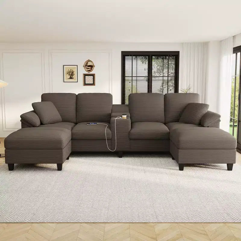 Sofá seccional de 116.9", forma de U moderna