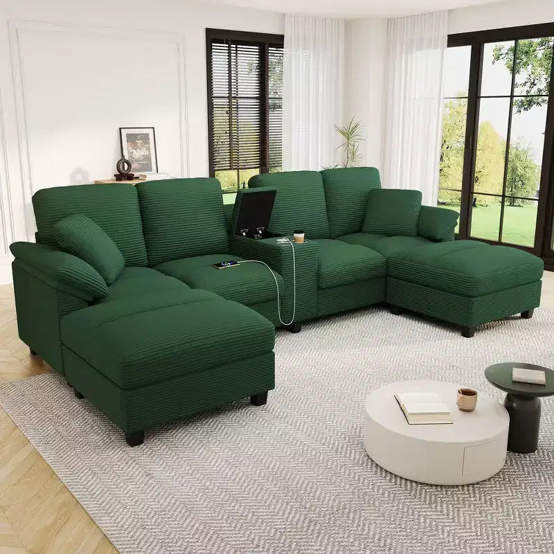Sofá seccional de 116.9", forma de U moderna