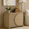 Royal Hampton Nightstand with 2 Drawers, Reeded Panels, Natural Brown Wood