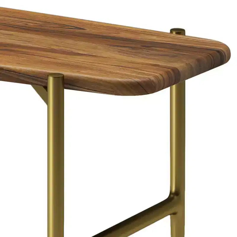 Banco de madera maciza de acacia de mediados de siglo Fleetwood de 46" color natural