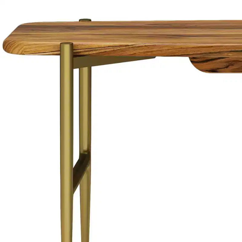 Banco de madera maciza de acacia de mediados de siglo Fleetwood de 46" color natural