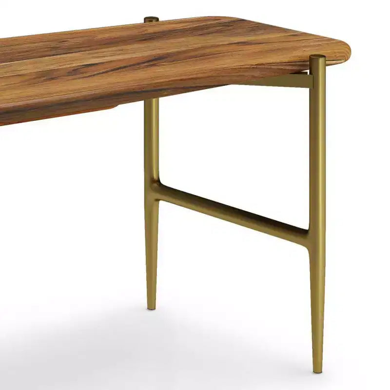 Banco de madera maciza de acacia de mediados de siglo Fleetwood de 46" color natural