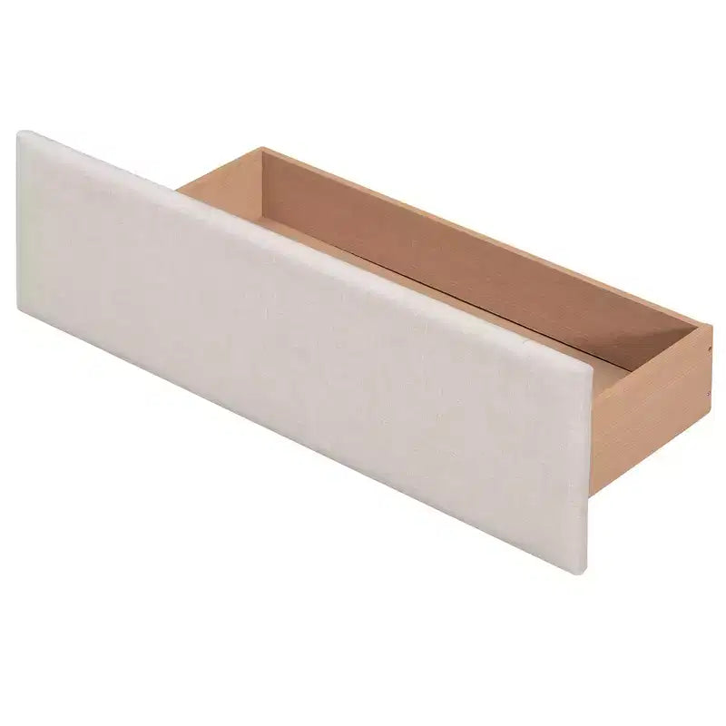 Cama plataforma tapizada Queen Size con cabecero clásico y 4 cajones