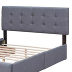 Cama plataforma tapizada Queen Size con cabecero clásico y 4 cajones