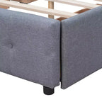 Cama plataforma tapizada Queen Size con cabecero clásico y 4 cajones