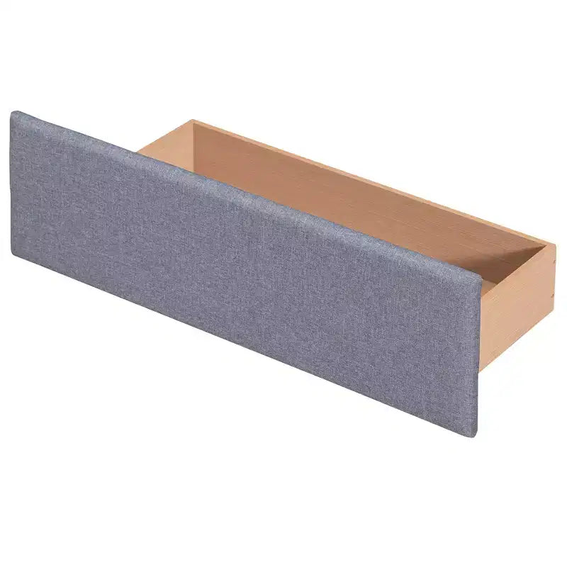Cama plataforma tapizada Queen Size con cabecero clásico y 4 cajones