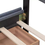 Cama plataforma tapizada Queen Size con cabecero clásico y 4 cajones