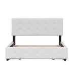 Cama plataforma tapizada Queen Size con cabecero clásico y 4 cajones