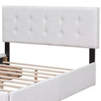 Cama plataforma tapizada Queen Size con cabecero clásico y 4 cajones