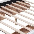 Cama plataforma tapizada Queen Size con cabecero clásico y 4 cajones
