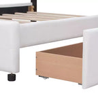 Cama plataforma tapizada Queen Size con cabecero clásico y 4 cajones