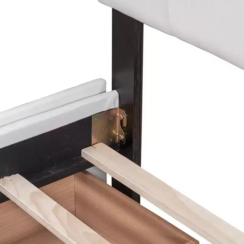 Cama plataforma tapizada Queen Size con cabecero clásico y 4 cajones