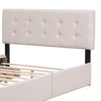 Cama plataforma tapizada Queen Size con cabecero clásico y 4 cajones