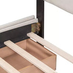 Cama plataforma tapizada Queen Size con cabecero clásico y 4 cajones