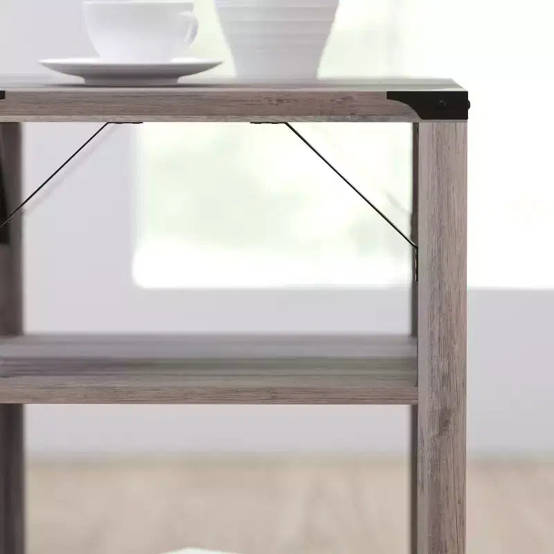 Mesa auxiliar de madera de ingeniería estilo casa de campo moderna
