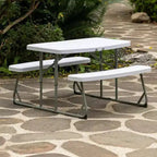 Mesa de pícnic blanca plegable para niños, banco portátil de exterior para jardín, mesa para manualidades, comer y jugar en el patio
