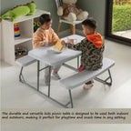 Mesa de pícnic blanca plegable para niños, banco portátil de exterior para jardín, mesa para manualidades, comer y jugar en el patio