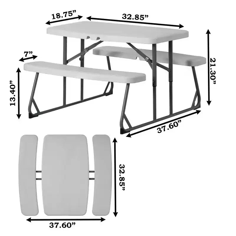 Mesa de pícnic blanca plegable para niños, banco portátil de exterior para jardín, mesa para manualidades, comer y jugar en el patio