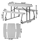 Mesa de pícnic blanca plegable para niños, banco portátil de exterior para jardín, mesa para manualidades, comer y jugar en el patio