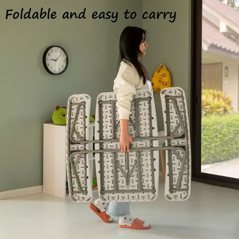 Mesa de pícnic blanca plegable para niños, banco portátil de exterior para jardín, mesa para manualidades, comer y jugar en el patio