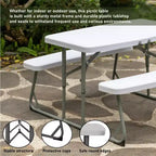 Mesa de pícnic blanca plegable para niños, banco portátil de exterior para jardín, mesa para manualidades, comer y jugar en el patio