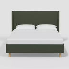 Cama de plataforma tapizada con alas Encino