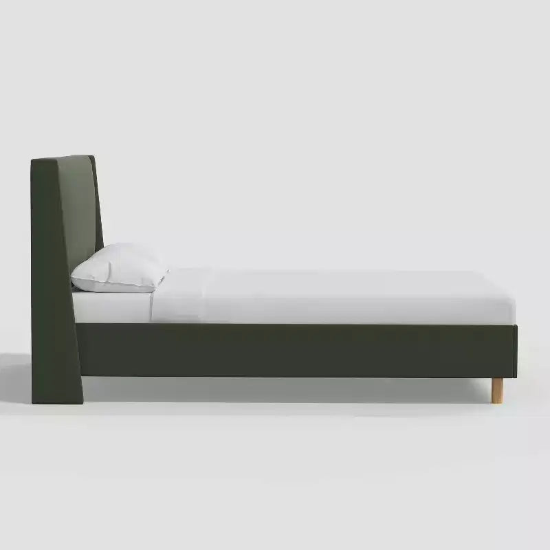 Cama de plataforma tapizada con alas Encino