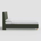 Cama de plataforma tapizada con alas Encino